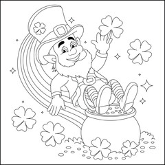 Funny Leprechaun St Patricks day Line art design
