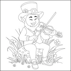 Happy Leprechaun St Patrics day Line art design