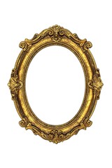Golden picture frame isolated on white background. Copy space. Generative Ai