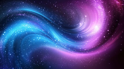 Obraz premium Vibrant blue and purple swirling energy stream with bright stars creates an immersive abstract background for marketing materials.