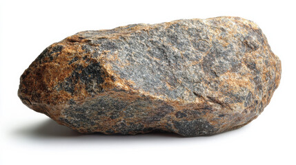 A weathered, asymmetrical stone with rough, uneven surfaces