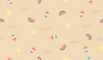 Cute beach vibes pattern background vector design