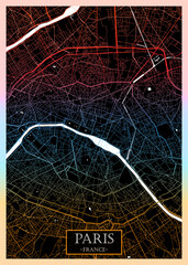 Paris City Street Map, abstract city banner, colorful urban paint, abstract watercolor, downtown watercolor paint, business city panorama