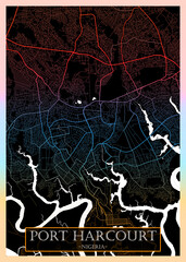 Port Harcourt City Street Map, abstract city banner, colorful urban paint, abstract watercolor, downtown watercolor paint, business city panorama