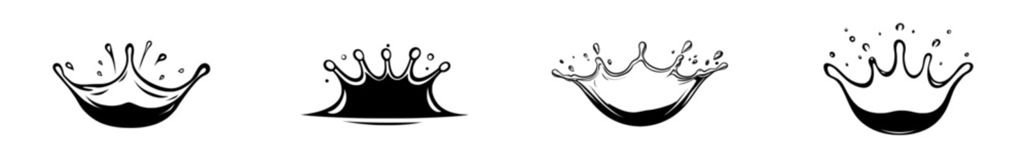 Water droplets and splashes are depicted in a modern illustration of the water splash element
