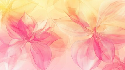 A vibrant pink and yellow pastel background featuring large, abstract floral patterns softly integrated into the gradient.