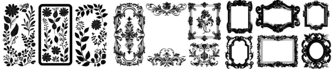 The frame features floral patterns and Christmas elements, all in line art