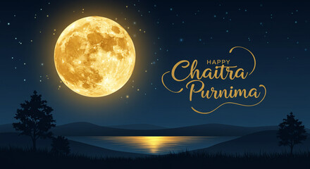 Fototapeta premium Chaitra Purnima with Floating Lamps