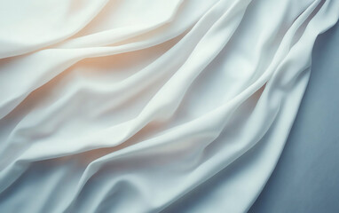 Obraz premium Flowing soft white fabric texture with gentle light and shadow, abstract background.