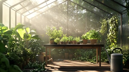 sunlit greenhouse