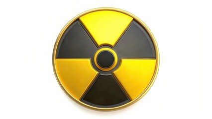 Fototapeta premium Gold-Black Radiation Symbol on White Background
