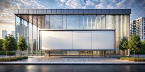 Fototapeta premium Modern Building Exterior with Large Blank Billboard for Advertising Opportunities