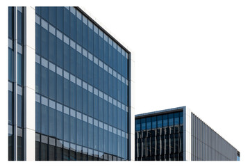 Perspective to a modern office buildings isolated in transparent sky