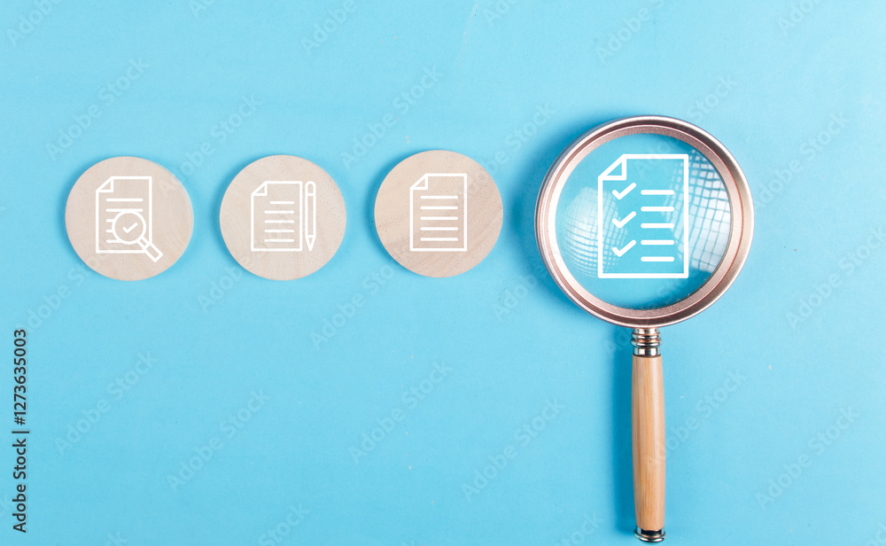Poster concepts.check document management, paperless. mark documents for online approve paperless quality a