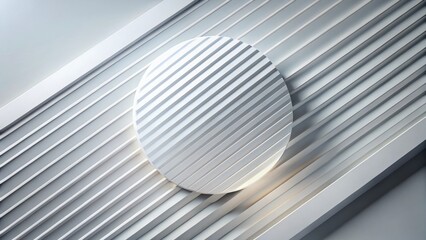 Elegant White Luxury Sale Background: Abstract Grey Diagonal Stripes, 3D Circular Minimalist Design