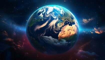 Obraz premium cinematic shot of planet earth globe clouds and space background