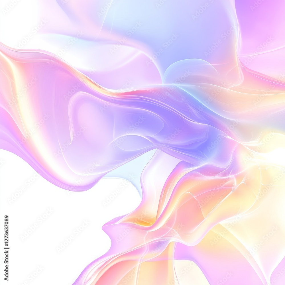 Aufkleber Abstract Flowing Gradient Waves: Pastel Tones in Motion on a White Background, Perfect for Design