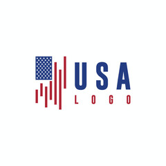 usa flag design typography logo vertical