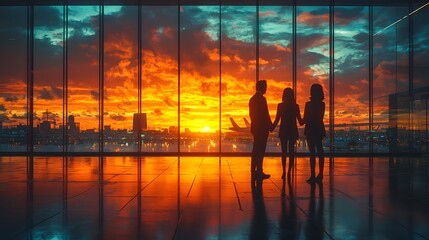 Glowing Arrival in Vibrant International City Welcomed by Business Team