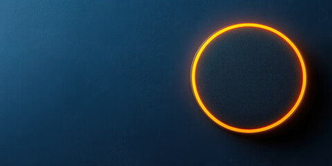 Glowing orange circle against a dark background with minimalist design elements
