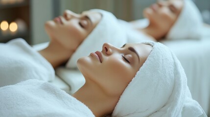 Inaugural ceremony for a new luxury spa with clients enjoying treatments. Featuring relaxation and wellness