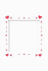 White Frame Decorated With Pink Hearts And Arrows
