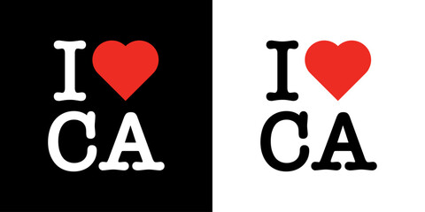 I Love CA California Red Heart Lettering T-Shirt Sweatshirt Digital Lettering Vector Design