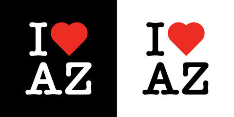 I Love AZ Arizona Red Heart Lettering T-Shirt Sweatshirt Digital Lettering Vector Design