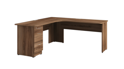 Sleek Corner Desk with Unique Shaped Design Isolated on White Background for Modern Office Spaces and Contemporary Interiors