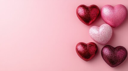 Obraz premium Creative heart confetti art pink and crimson mix digital artwork studio environment top view valentine’s concept