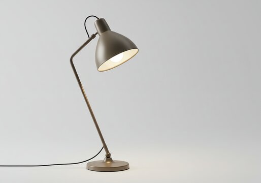 Modern Industrial Desk Lamp: Stylish Gray Celia Table Lamp on White Background for Home or Office.

