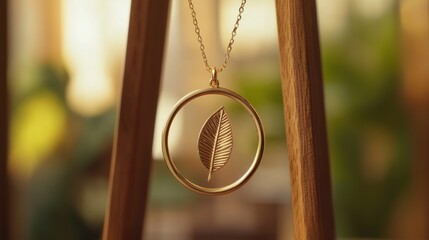 Elegant Gold Leaf Pendant Necklace: Nature Inspired Jewelry