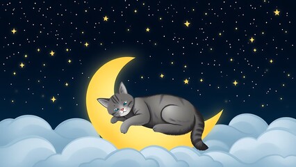 Fototapeta premium cat on the moon