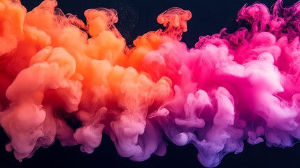 Fototapeta premium Colorful ink swirls, abstract art, dark background, design