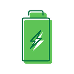 Eco Rechargeable Green Energy Pictogram. Accumulator with Lightning Icon. Renewable Battery Outline Symbol. Editable Stroke. Isolated Vector Illustration