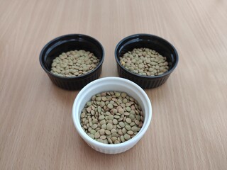 Green lentils on the table
