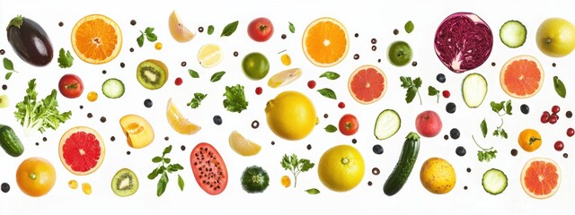 Obraz premium Collage of fresh color fruits, healthy food concept