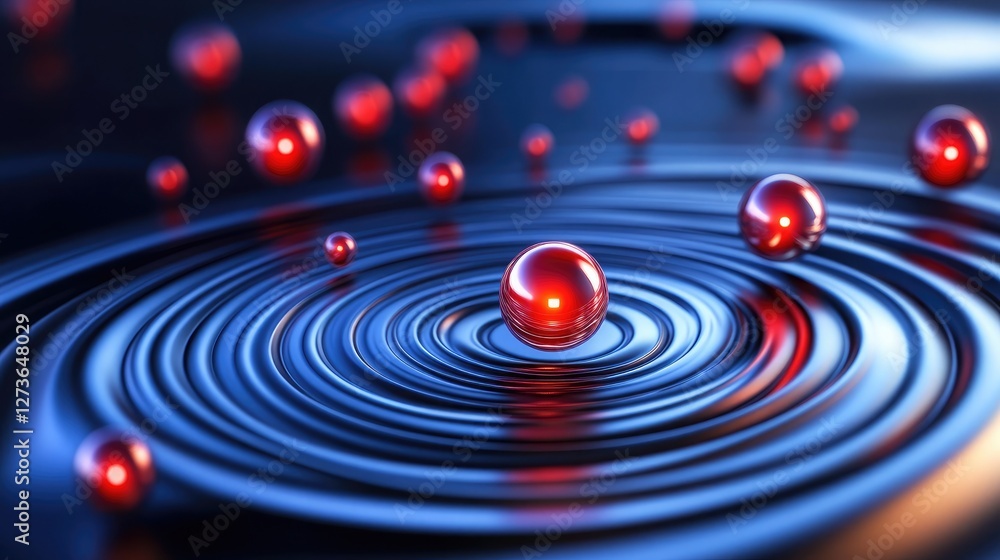 Fototapete abstract d rendering of a quantum field theory diagram with particles interacting and exchanging ene