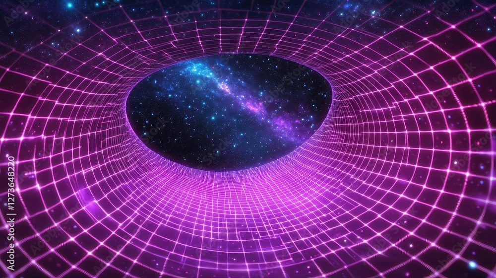Aufkleber abstract d rendering of a quantum gravity concept with spacetime curvature and particle interactions