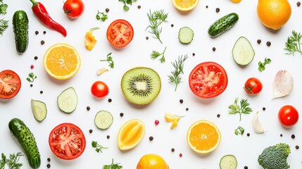 Collage of fresh color fruits, healthy food concept