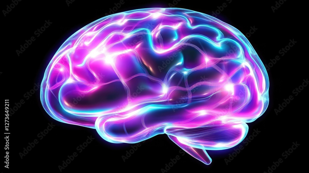 Aufkleber abstract digital brain with glowing neural networks, symbolizing artificial intelligence and cogniti