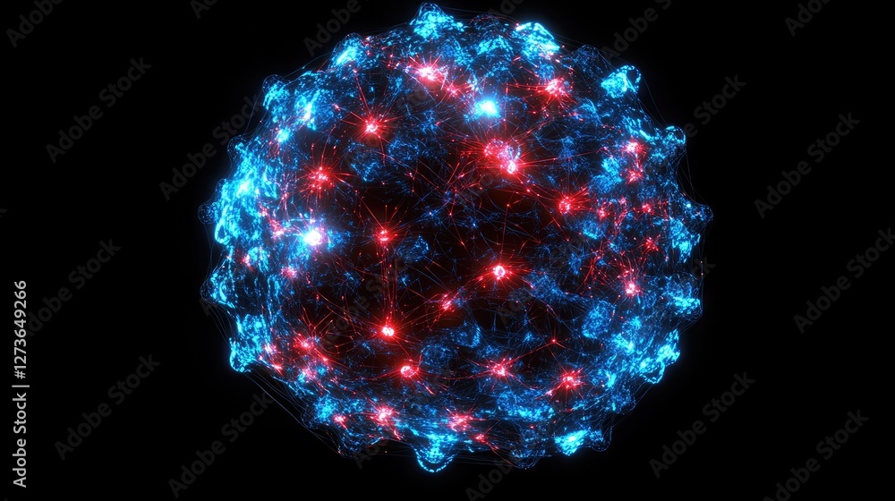 Poster abstract digital brain with glowing neural networks, symbolizing artificial intelligence and cogniti