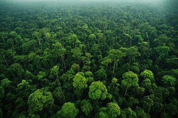 Deforestation effects on rainforest canopy aerial view nature landscape environmental concerns gaps in tree coverage biodiversity loss