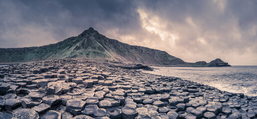 Winter view of Giant's Causeway in Northern Ireland