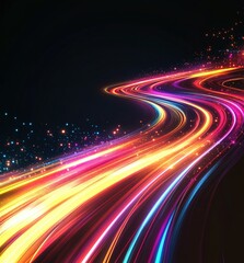 Obraz premium Abstract background with colorful neon rays, colorful lights and speed lines, creating a glowing laser lights lines effect.