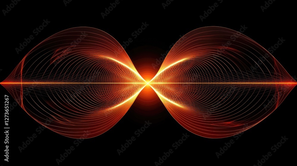 Aufkleber abstract representation of quantum entanglement with interconnected particles and energy waves.