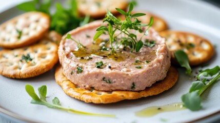 Appetizer: Creamy Pink Pâté on Crispy Crackers