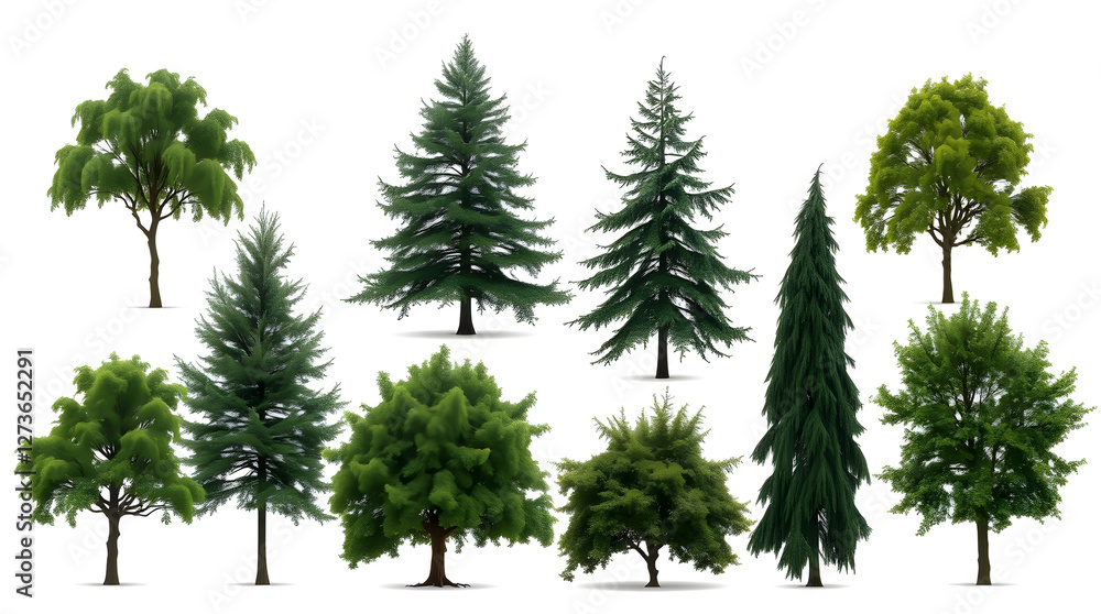Poster collection tree isolate on white background