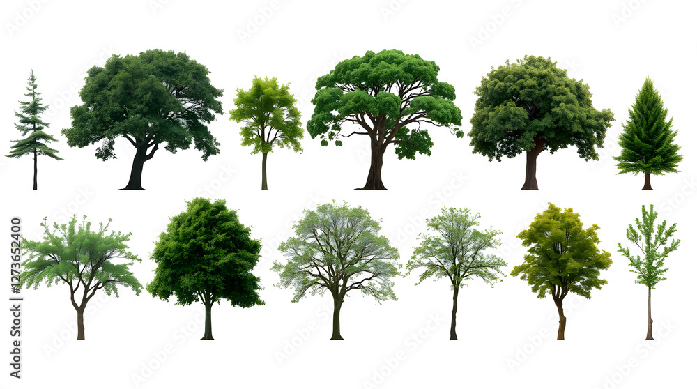 Poster collection tree isolate on white background