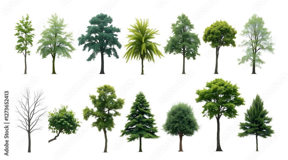 Poster collection tree isolate on white background